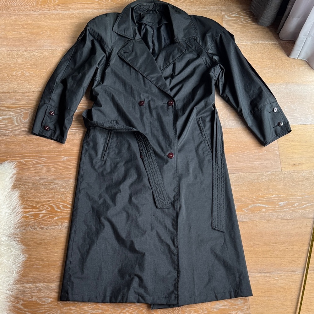 Vintage Black Belted Trench Rain Coat